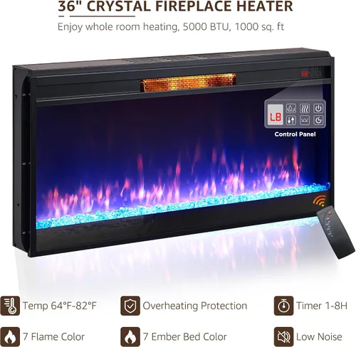 Vista 5 de OKD Soporte de TV con chimenea de 70 pulgadas para TV de 80 pulgadas Aliso Gris