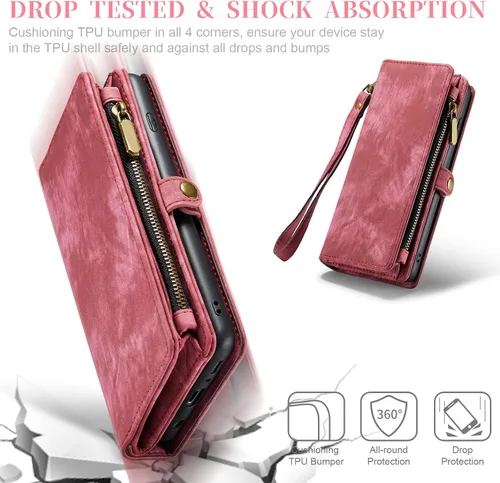 Vista 7 de Asuwish Funda de teléfono para Samsung Galaxy S10 Plus con cierre de cremallera, protector de pantalla de vidrio templado y tarjetero abatible