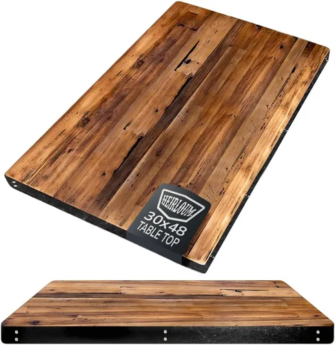 Vista 26 de Mesa de madera recuperada, pieza de madera reciclada rústica perfecta para cocinas, comedor y mesas auxiliares