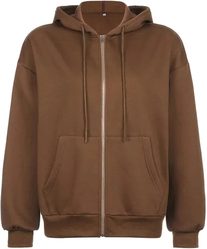 Vista 4 de COOLMONAR Sudadera con capucha Y2K para mujer, con cremallera, de gran tamaño, con estampado de ángel, abrigo con capucha Harajuku con cremallera