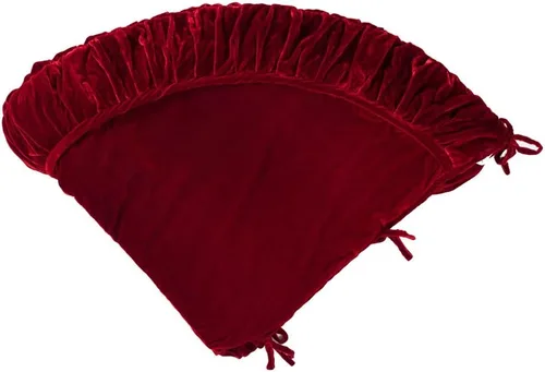 Vista 3 de Vickerman Falda de árbol de Navidad de terciopelo blanco de felpa de 84 pulgadas, elegante falda de árbol de Navidad grande, falda roja para árbol