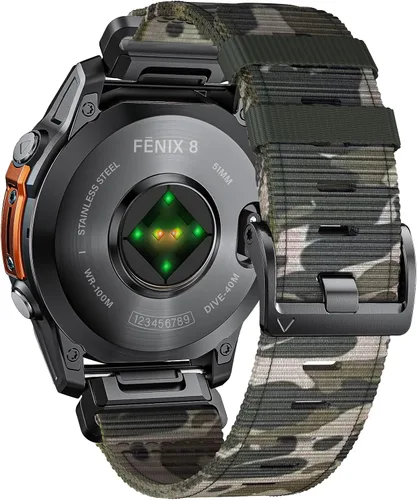 Vista 9 de Compatible con Garmin Fenix 7X/ 6X/ 5X/ 8/8 Pro 51mm/5X Plus/6X Pro/7X pro, Correa de reloj de nylon Quickfit de 26 mm para Tactix 7/Descent Verde