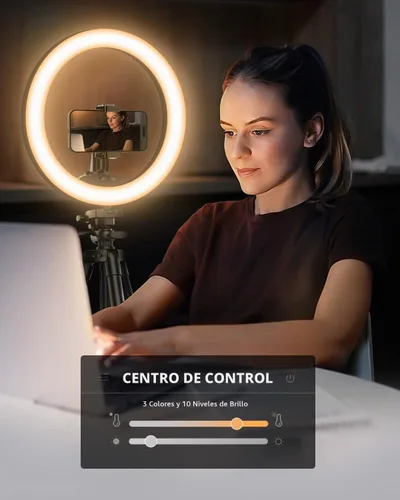 Vista 2 de UBeesize - Luz en forma de anillo de 12 pulgadas con soporte, luz en forma de anillo para selfies con soporte de trípode extensible de 50" y soporte