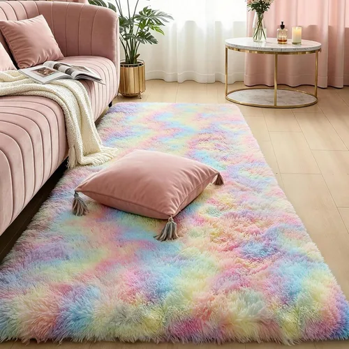Vista 65 de KICHOWUA - Tapete grueso y esponjoso de 3 x 5 pies, color negro, ultrasuave, lavable, antideslizante, acogedor y peludo, para sala, dormitorio