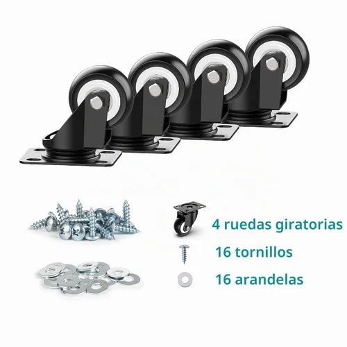 Vista 6 de HOLKIE Ruedas giratorias de 2 pulgadas – Resistente capacidad de 600 libras (paquete de 4) – Ruedas silenciosas de poliuretano sin freno – Ruedas