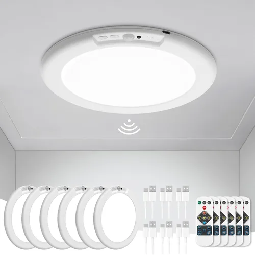 Vista 11 de wowatt: lámpara de techo recargable operada por batería, luz de sensor de movimiento para interiores, lámpara de ducha inalámbrica con mando a