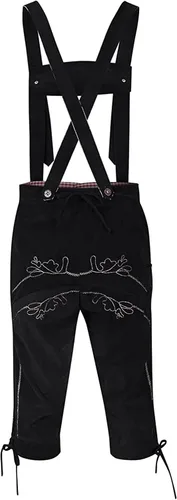 Vista 3 de GloryStar Lederhosen Men German Bavarian Oktoberfest Leather Trousers Costume for Beer Garden Negro-2023