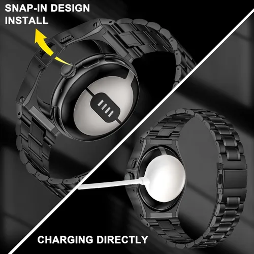 Vista 3 de SUPLINK Stainless Steel Case and Bands Compatible with Google Pixel Watch 1/2/ 3 Band 41mm Men, Metal Strap Protective Bumper for Pixel Watch 3 45mm