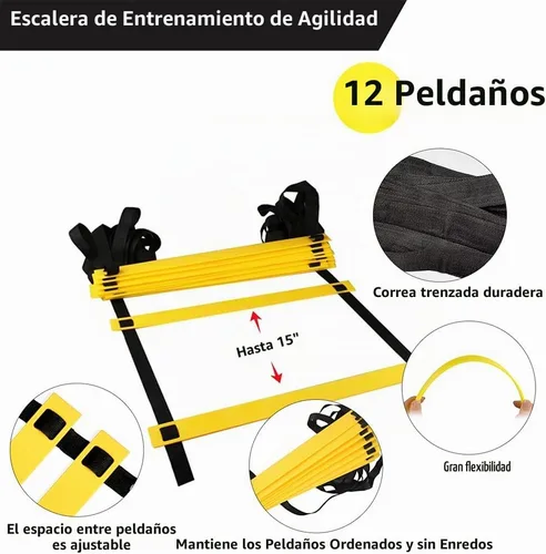 Vista 5 de Escalera de obstáculos Triángulo Marcador Cono Pad Disco Hurdle Multifuncional Set