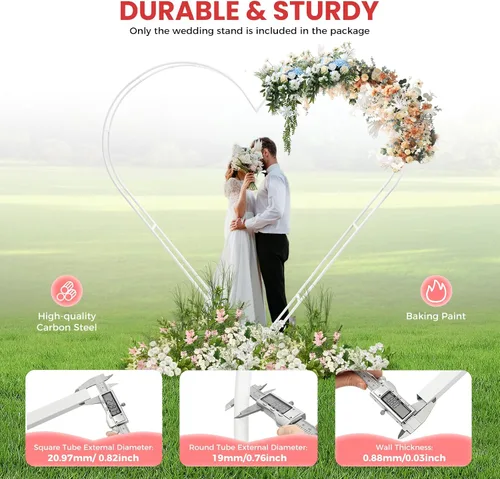 Vista 3 de Arco de boda moderno en forma de corazón de metal para arco de boda con marco de globo, marco de globos, estante de exhibición de bodas, eventos