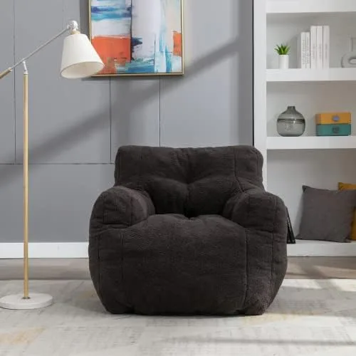 Vista 11 de anwickjeff Sillones puf, puf de relleno suave copetudo con relleno, sofá perezoso esponjoso, tumbona imperial gigante para dormitorio, sala de estar