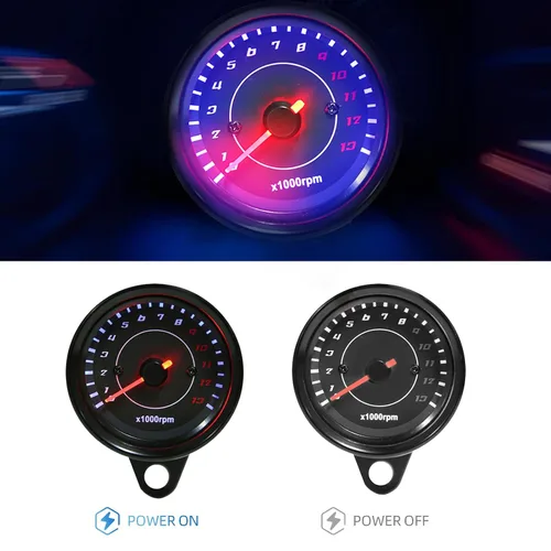 Vista 6 de Tacómetro de 13000 RPM para motocicleta, indicador universal de 12V con retroiluminación LED, contador de revoluciones para motor de carburador