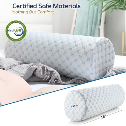 Vista 6 de Nestl Almohada Enrollable para el Cuello para Alivio del Dolor - Espuma Viscoelástica Premium – Almohada de Apoyo para Dormir con una Funda