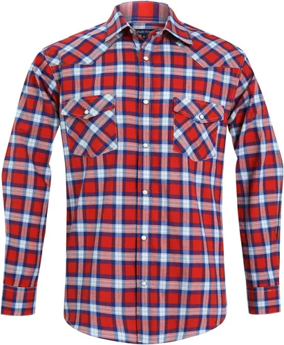 Vista 24 de Men's Western Cowboy Shirts-Long Sleeve Snap Button Plaid Shirt, Regular Fit Cotton Casual Shirt
