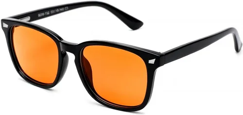 Vista 24 de TIJN Gafas de dormir con bloqueo de luz verde azul, lente de luz roja para juegos de computadora, fatiga de pantalla y protección UV Negro