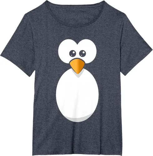 Vista 50 de Camiseta divertida con diseño de cara de pingüino o disfraz fácil, color negro, talla S