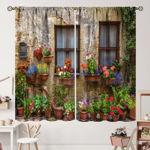 Vista 12 de Cortinas italianas, patio antiguo, sillas de café de Italia, casas históricas en la calle, sala de estar, dormitorio, cortinas opacas con bolsillo