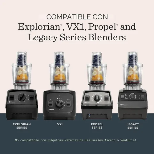 Vista 2 de Adaptador de taza personal Vitamix, libre de BPA, apto para lavavajillas, dos tazas de licuadora de 20 onzas, dos tapas y un adaptador de licuadora