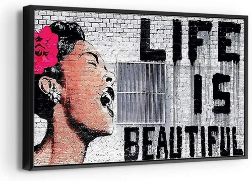 Vista 60 de Arte en lienzo de Banksy para pared, decoración del hogar, lienzo pre-estirado - varios tamaños