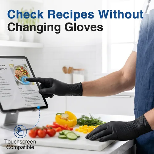 Vista 4 de Schneider Vinyl Synthetic Exam Gloves, 4 Mil, Latex Free Disposable Gloves for Medical, Cooking, Cleaning, and Food Prep