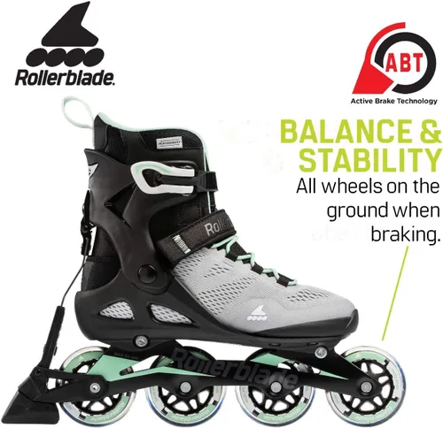 Vista 3 de Rollerblade Macroblade 80 ABT - Patines en línea para mujer, color gris glaciar/menta, patines en línea de rendimiento