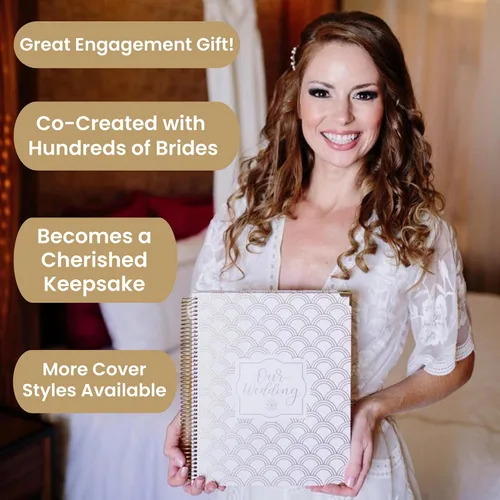 Vista 7 de bloom daily planners Planificador y organizador de tapa dura para el día de la boda (sin fecha), 9 x 11 pulgadas, diseño floral dorado