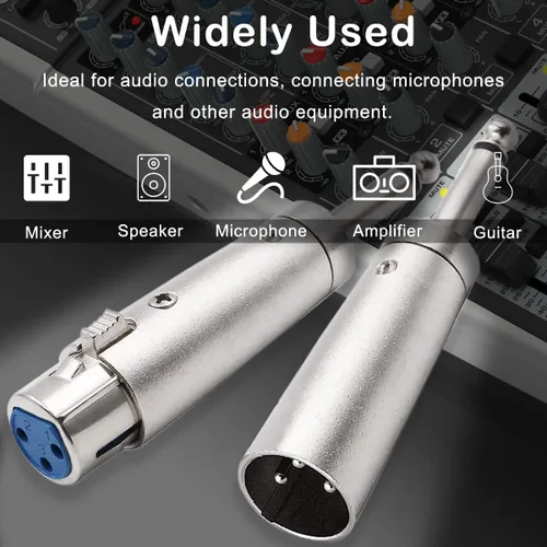 Vista 7 de XLR 3 pines hembra macho a 1/4" 0.250 in macho audio mono adaptador TS Socket Jack para mezclador de micrófono, conector XLR convertidor de enchufe