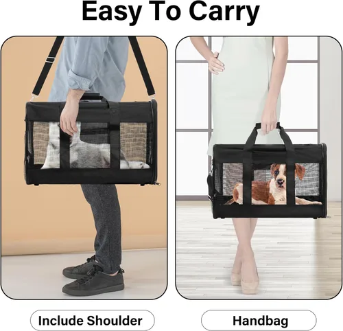 Vista 6 de FluffyDream Transportador de viaje para mascotas, bolsa portátil de lados suaves para gatos, perros pequeños, gatitos o cachorros de 17 libras