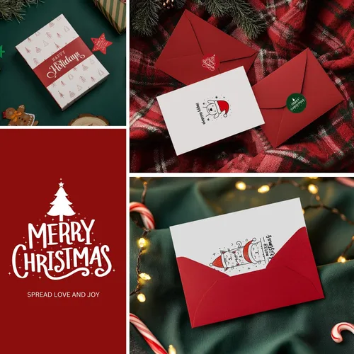 Vista 4 de Paper Play Tarjetas de Feliz Navidad con sobres (diseños de animales surtidos) 10x15 centímetros Tarjetas de Navidad a granel con sobres y pegatinas