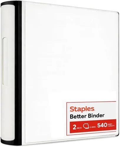 Vista 23 de Carpeta con anillos en forma de "D" de 1 pulgada para mejor visualización Staples, Negro