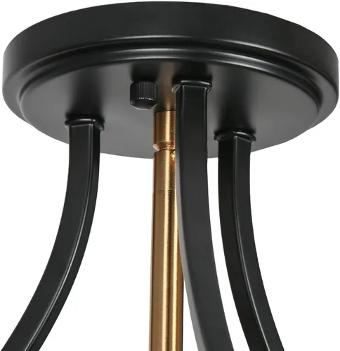 Vista 9 de classy leaves Lámpara de techo semiempotrada, color negro y dorado, lámpara de techo de 3 luces moderna de granja con vidrio sembrado para cocina
