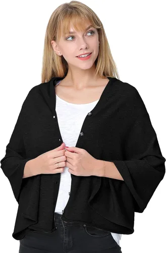 Vista 3 de PULI - Poncho versátil tejido para mujer con botones de peso ligero para primavera verano y otoño chal poncho capa suéter de punto