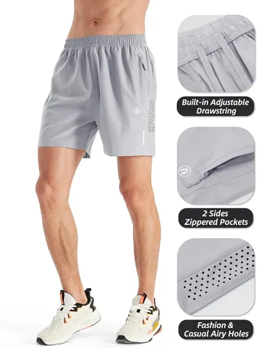 Vista 3 de Pantalones cortos deportivos para hombre, pantalones cortos de entrenamiento para correr, tenis, gimnasio, 5, 7, 9 pulgadas, cómodos, ligeros, 3