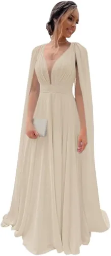 Vista 6 de HGOODK Vestidos largos para madre de la novia vestidos de gasa para madre del novio con chal largo talla grande