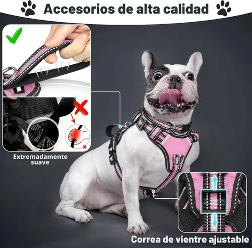 Vista 2 de Juego de arnés para mascotas, collar y correa, arnés reflectante todo en uno para perro, sin tirones, con hebillas ajustables para cachorros, perros