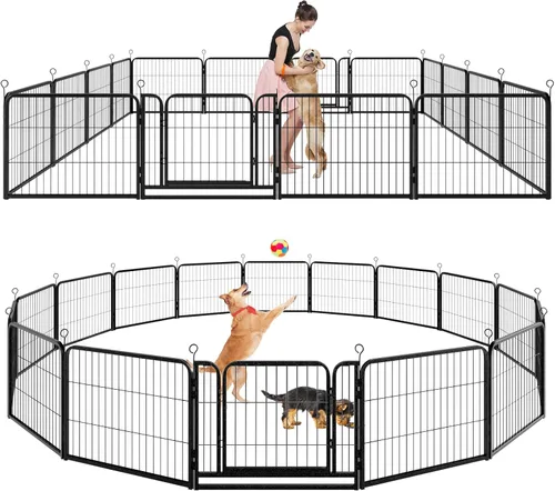 Vista 25 de Kfvigoho - Corralito para perros para exteriores, extra ancho, 12 paneles, valla resistente para perros, 32 pulgadas