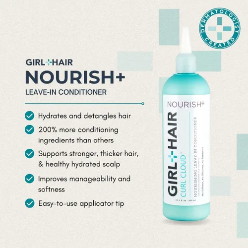 Vista 3 de GIRL+HAIR Juego transparente y nutritivo, enjuague de vinagre de sidra de manzana y manteca de karité sin enjuague y acondicionador sin enjuague
