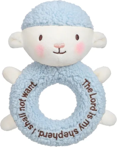 Vista 8 de Karenhi Peluche beige de conejito pequeño animal de peluche rezando bautismo de felpa suave para acurrucarse, juguete de Dios bordado, regalos
