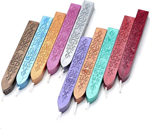 Vista 3 de Varillas de Cera para Sellar, Yoption 10 Piezas Varillas de Cera Multicolor con Mechas para Invitación de Boda Sobres de Regalo Tarjetas de Navidad
