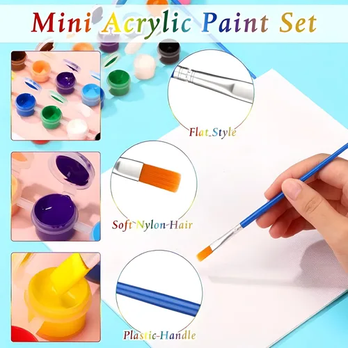 Vista 4 de Timgle - Juego de 560 piezas de pintura acrílica, juego de 40 unidades, 12 colores, tiras de pintura lavables, 40 pinceles planos, 40 pinceles
