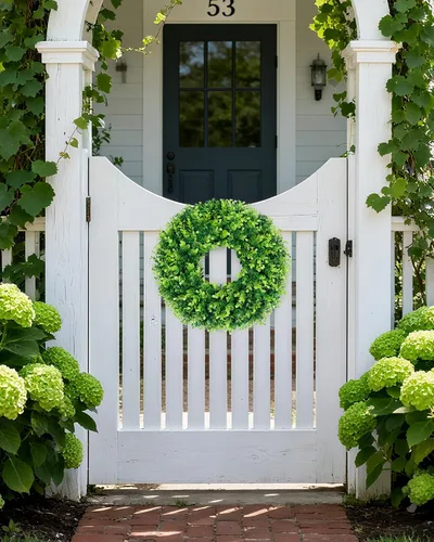 Vista 8 de DDHS Corona de boj de 18 pulgadas para puerta principal – Corona artificial verde de casa de campo, decoración DIY para primavera, verano, otoño e