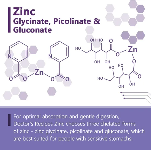 Vista 6 de Doctor's Recipes Suplemento de zinc de 50 mg, apoyo inmunológico de triple acción, picolinato de zinc quelado, glicinato y gluconato, una vez al día