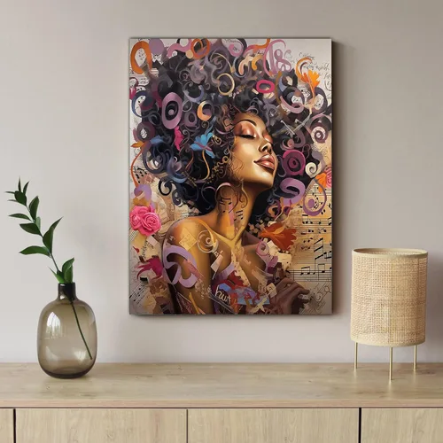Vista 198 de Arte de pared afroamericano, decoración de rey y reina bailarín negro para sala de estar, arte de pareja de amor negro para dormitorio, lienzo