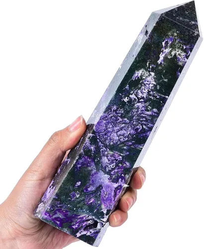 Vista 30 de AMOYSTONE Obelisco de Piedra de Sangre Africana Varita de Cristal Curativo Grande Torre Columna Facetada de 6 Lados Reiki Chakra Meditación Terapia