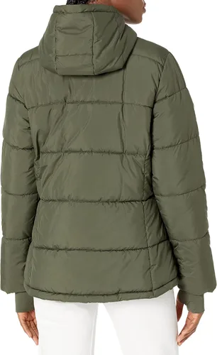 Vista 3 de Tienda Essentials - Abrigo abombado y pesado de manga larga con capucha para mujer (disponible en talla extragrande)