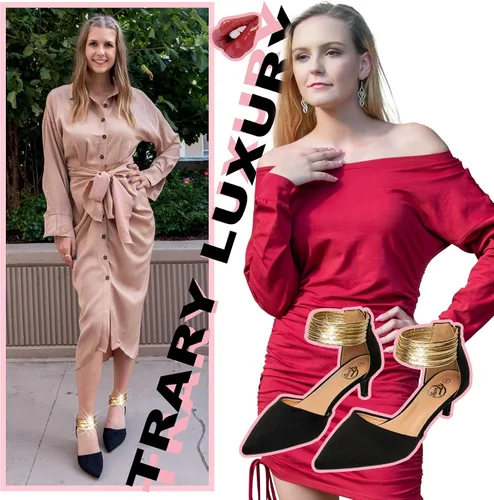 Vista 2 de Trary Tacones de gatito con correa al tobillo para mujer, tacones verdes, tacones rojos, tacones morados, tacones negros, tacones cerrados
