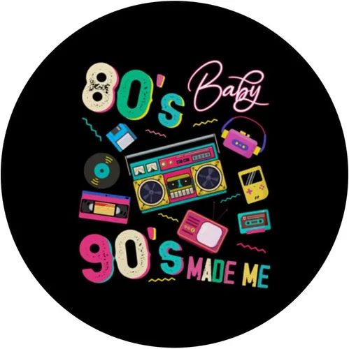 Vista 3 de Vintage 80's Baby 90's Made Me Retro 1980s Nostalgia 1990s PopSockets Standard PopGrip