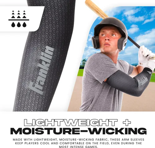 Vista 5 de Franklin Sports Mangas de compresión para brazo de béisbol y softbol para hombres y mujeres, varios tamaños