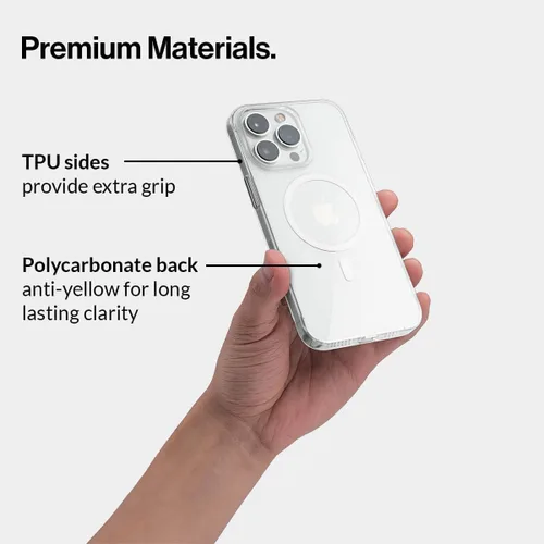 Vista 5 de totallee Funda transparente para iPhone 15 Pro con agarre extra, delgada y magnética para iPhone 15 Pro con imanes integrados (agarre transparente)