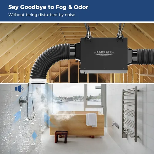 Vista 3 de ALORAIR - Ventilador de escape en línea de 4 pulgadas para baño ultra silencioso de 170 CFM para baño, ático, cocina, garaje, lavandería